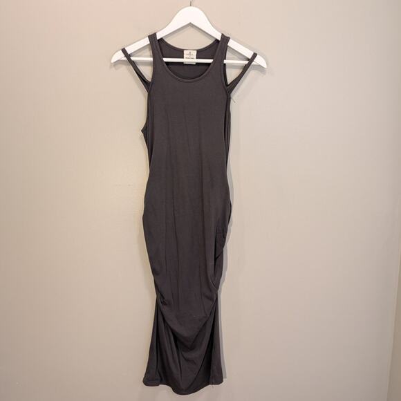 Evereve + Michael Stars Dress Double Strap Ruched Bodycon Easy Style - Size L - Picture 1 of 7